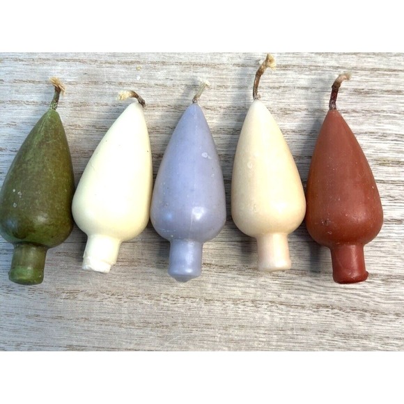 Denmark Hjerte Lys Drop Candles Set 5 Asst Colors 3" Green Cream Purple Orange - Picture 4 of 7